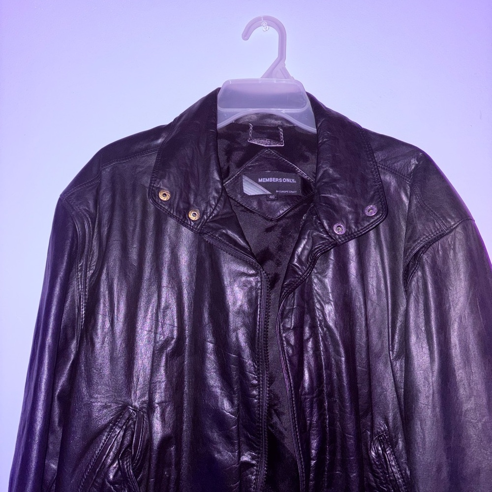 Members Only Black Leather Bomber Jacket